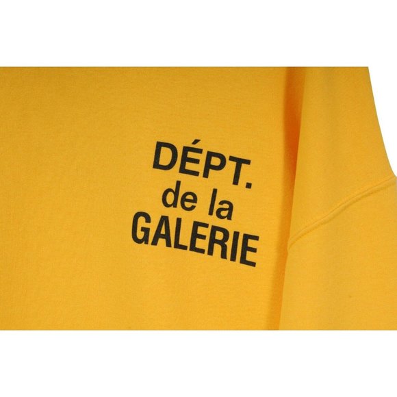 Gallery Dept. Mens French Logo Sweatshirt Medium Yellow Black Cotton Pull Over - Picture 3 of 8